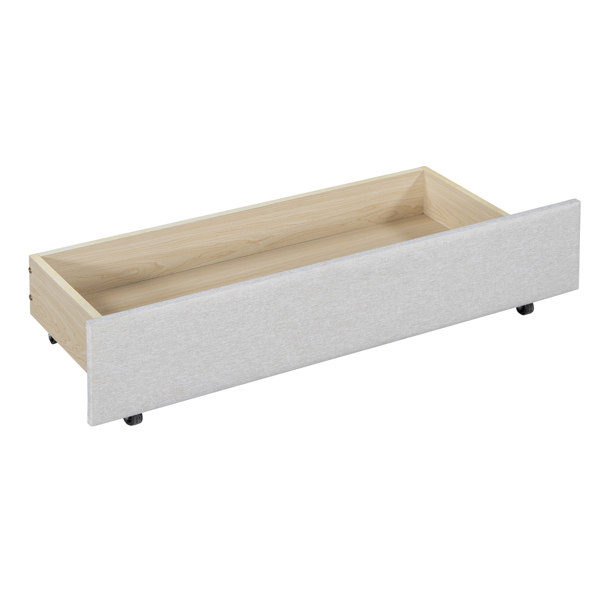 Full Size Upholstered Daybed With 2 Storage Drawers Sofa Bed Frame No Box Spring Needed, Linen Fabric Beige Beige Linen