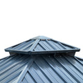 10*10Ft Patic Gazebo,Alu Gazebo With Steel Canopy,Outdoor Permanent Hardtop Gazebo Canopy For Patio, Garden, Backyard Gray Aluminium