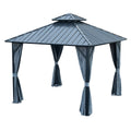 10*10Ft Patic Gazebo,Alu Gazebo With Steel Canopy,Outdoor Permanent Hardtop Gazebo Canopy For Patio, Garden, Backyard Gray Aluminium