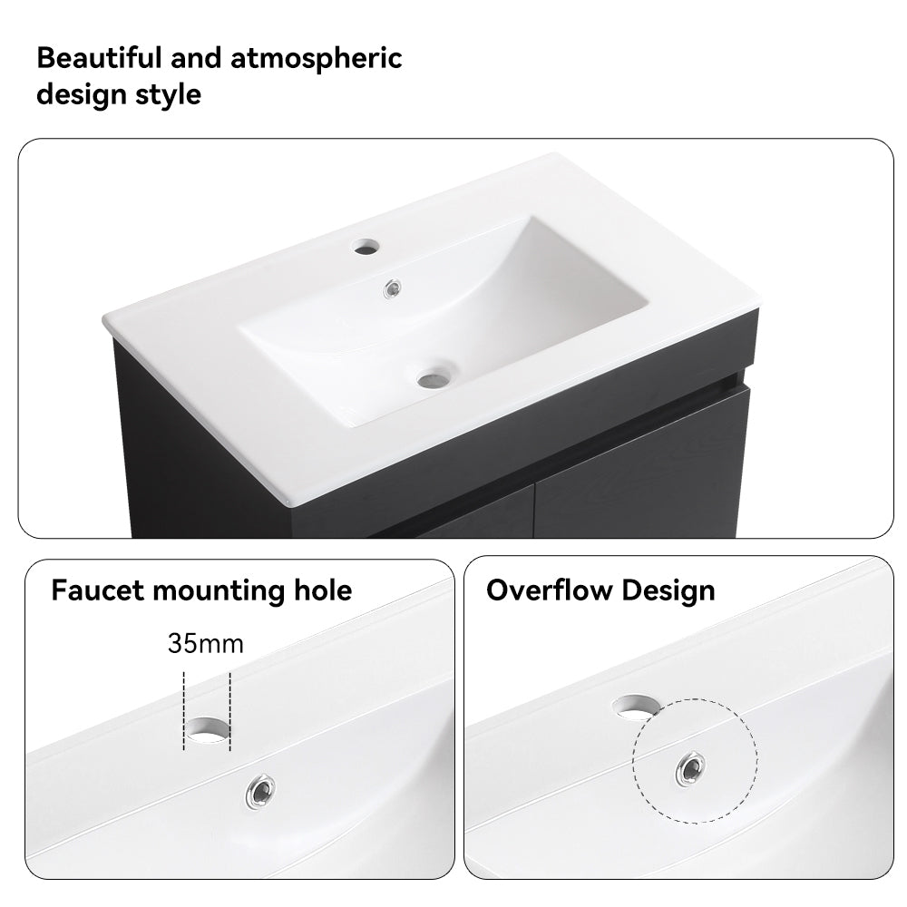 30 Inch Wall Mounted Bathroom Vanity with White black-solid wood