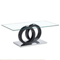 A Rectangular Modern And Fashionable Coffee Table With Tempered Glass Tabletop And Black Legs. Suitable For Living Room. 47.2