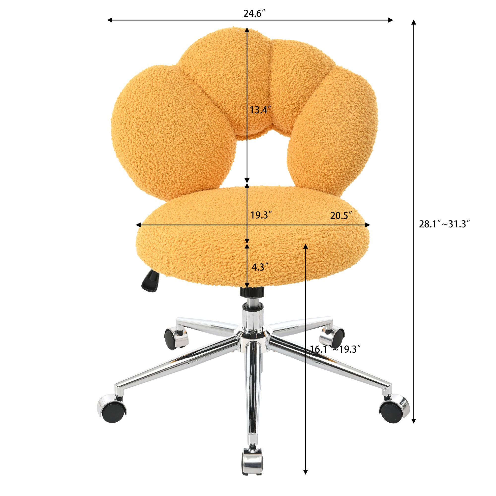 360 Swivel Height Adjustable,Swivel Chair,Teddy yellow-teddy