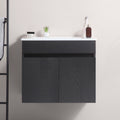 24 Inch Wall Mounted Bathroom Vanity with White black-solid wood