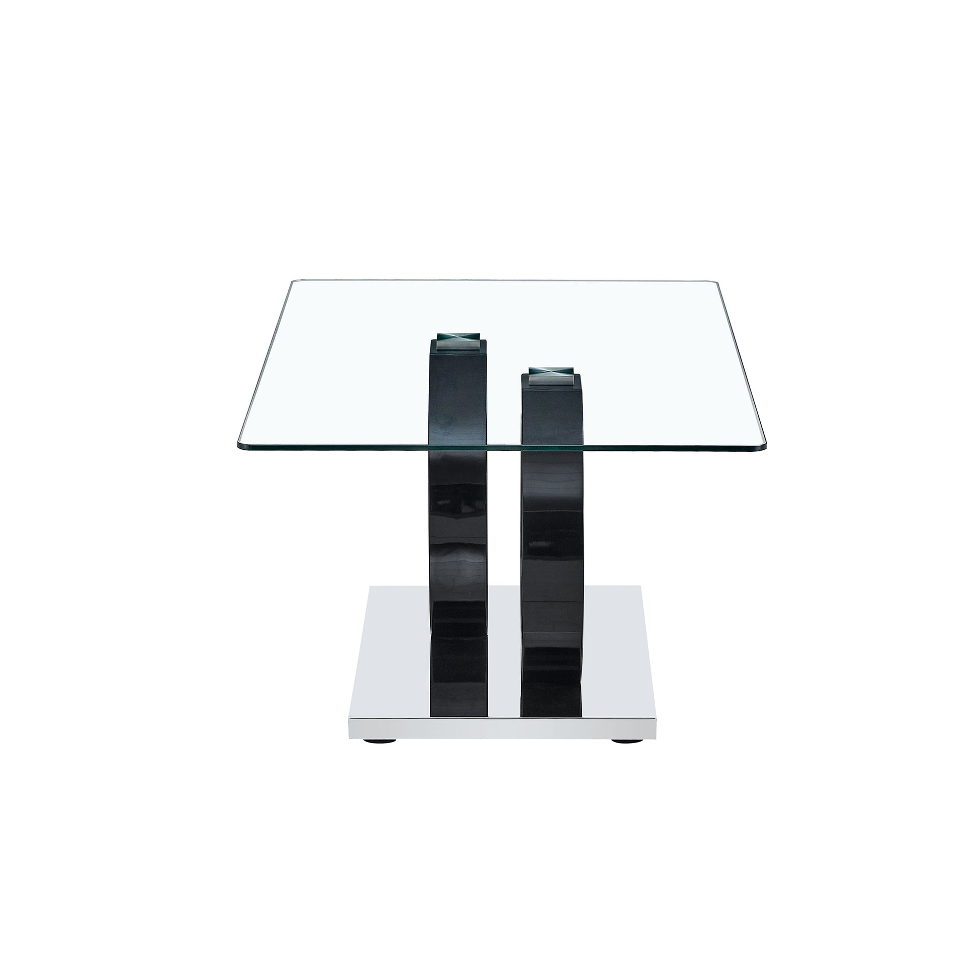 A Rectangular Modern And Fashionable Coffee Table With Tempered Glass Tabletop And Black Legs. Suitable For Living Room. 47.2"*25.4"*17.9" Black Glass