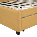 Full Size Upholstered Daybed With 2 Storage Drawers Sofa Bed Frame No Box Spring Needed, Linen Fabric Yellow Yellow Linen