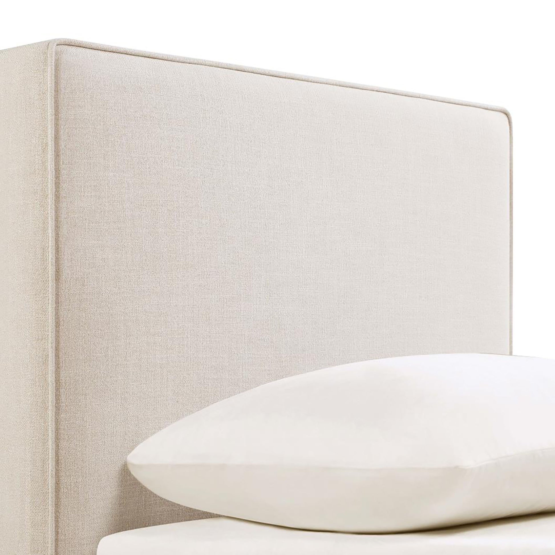 Sand Headboard With Self Welt Details Twin Ivory Wood Bedroom Transitional Foam Upholstered