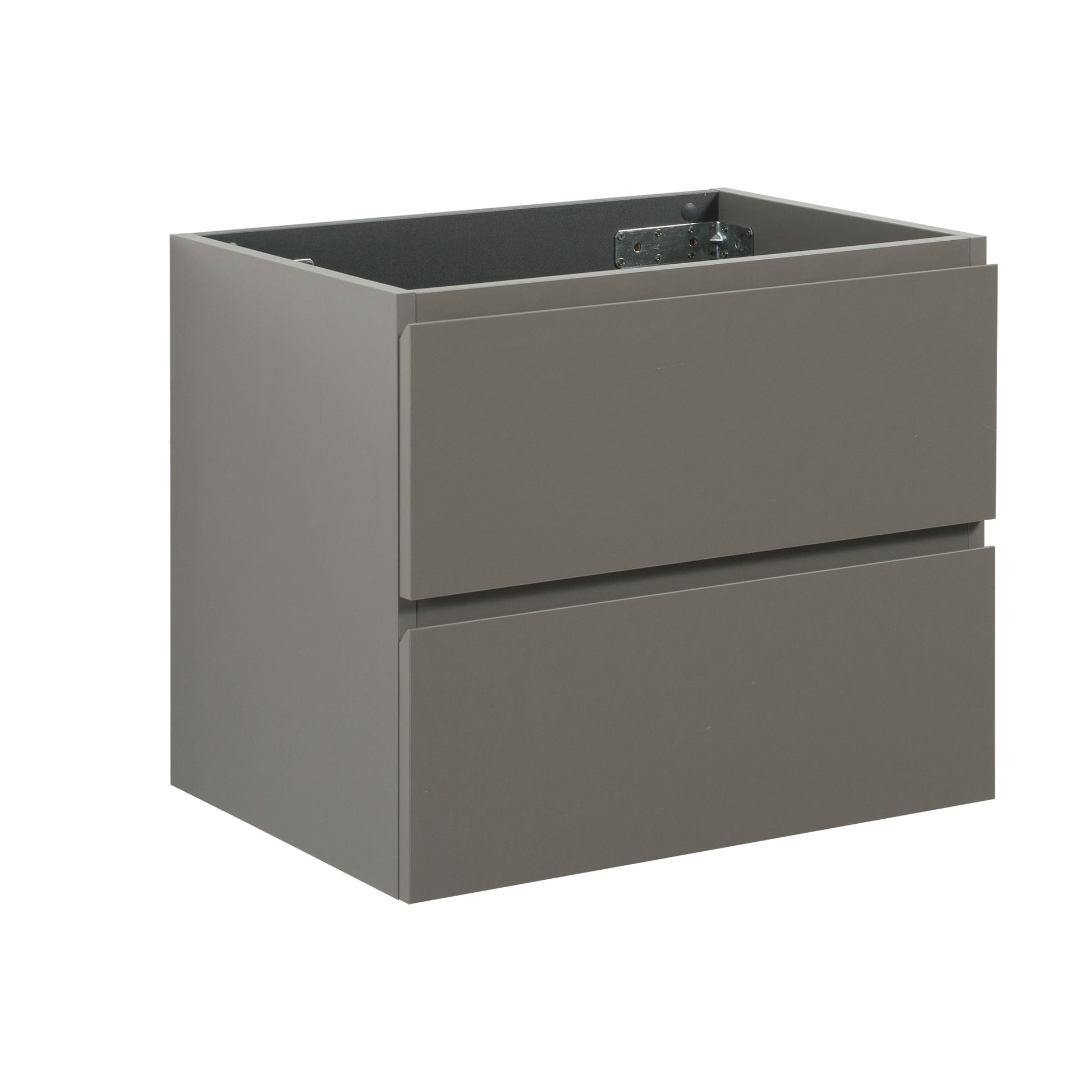 Alice 24W 102,Wall Mount Cabinet Without Basin, Gray Color, With Two Drawers, Pre Assembled Gray Bathroom Modern Particle Board