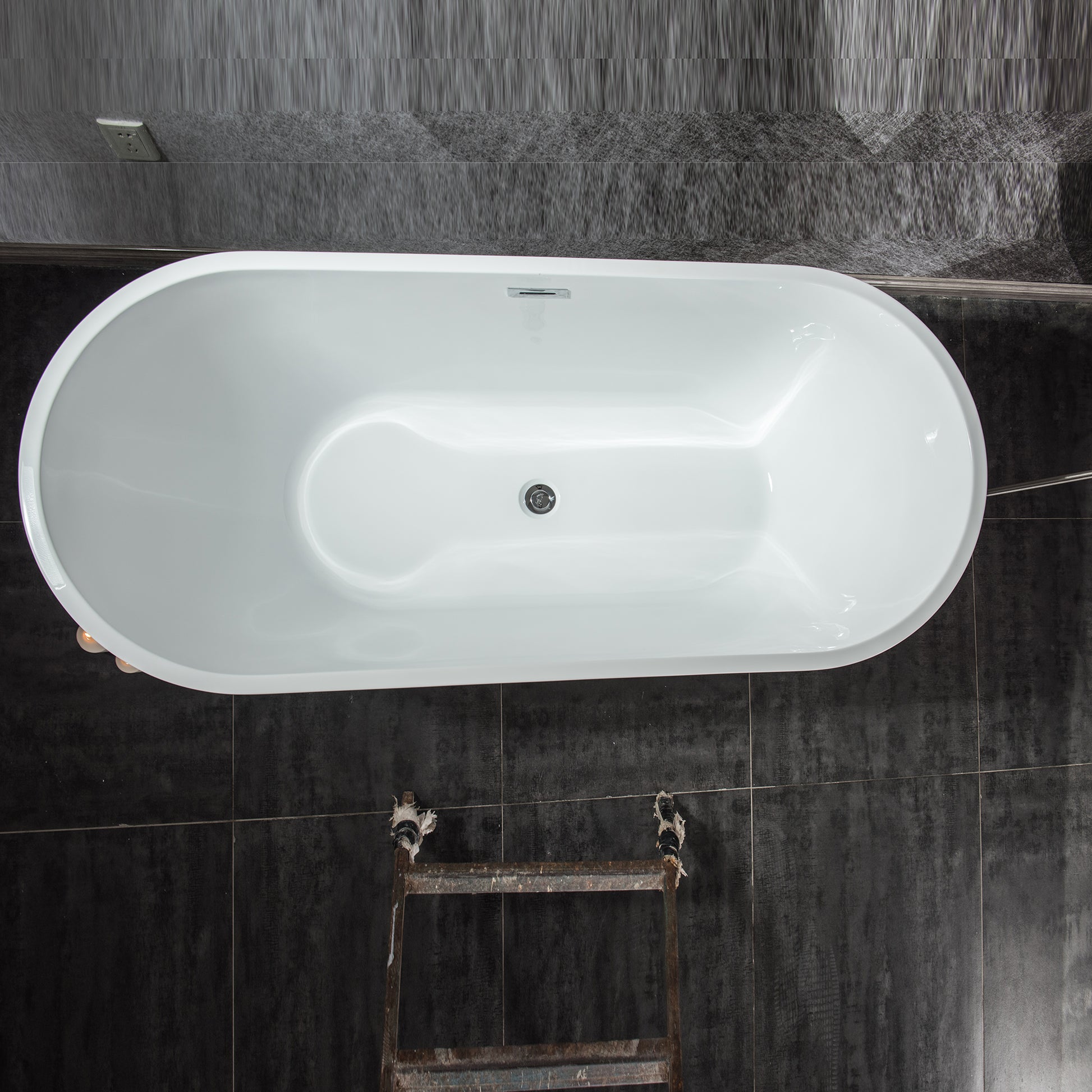 67'' Acrylic Freestanding White Soaking Bathtub With Classic Oval Shape, Chrome Drain, Slotted Overflow, Cupc Certified, Glossy White 24A09 67 Gloss White Acrylic