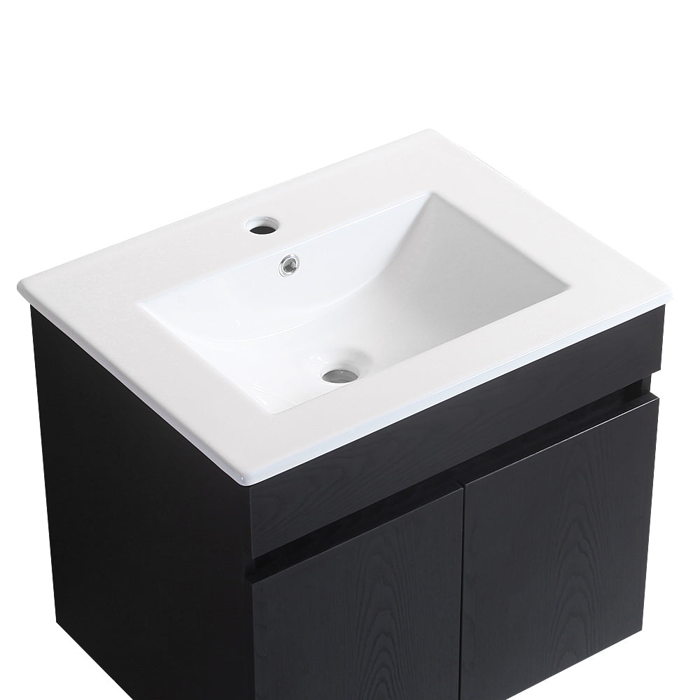 24 Inch Wall Mounted Bathroom Vanity with White black-solid wood