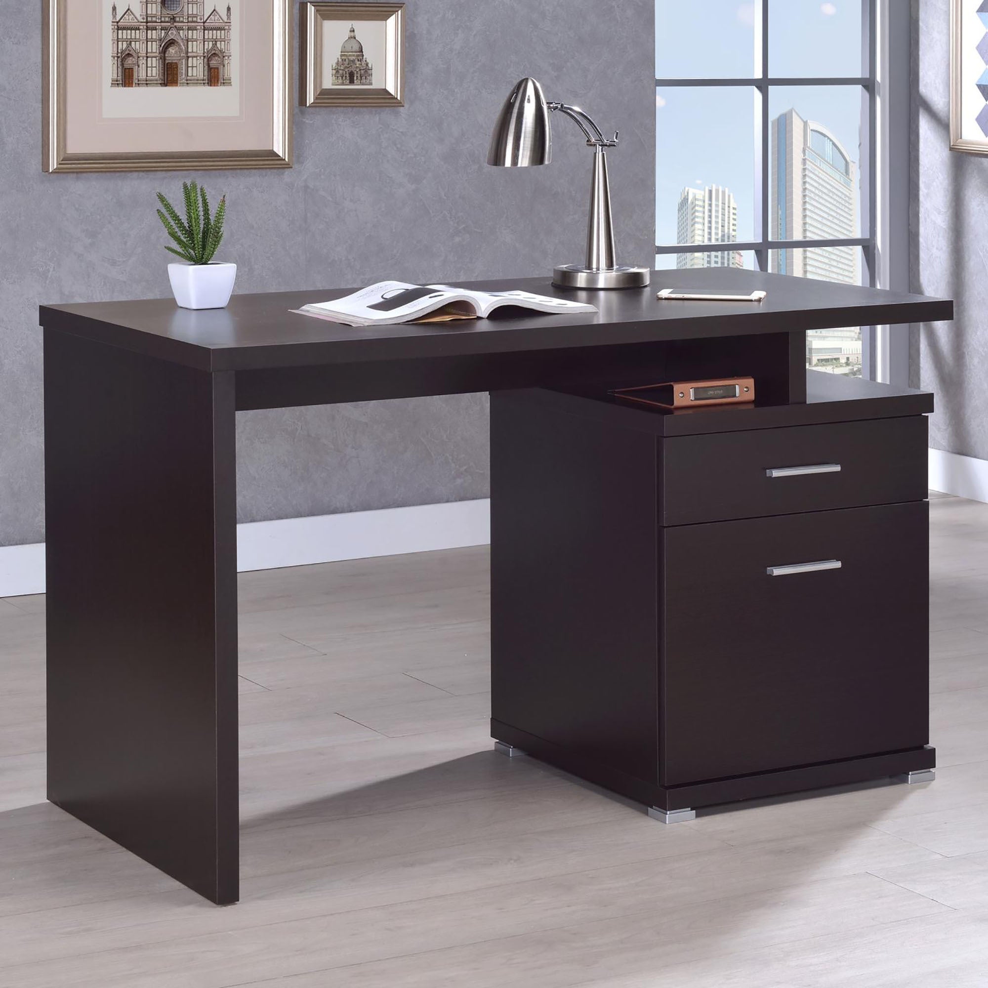 Cappuccino 2 Drawer Reversible Office Desk