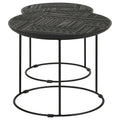 Matte Black 2 Piece Nesting Table Black Primary Living Space Contemporary,Modern Mango Round Coffee & End Tables Wood