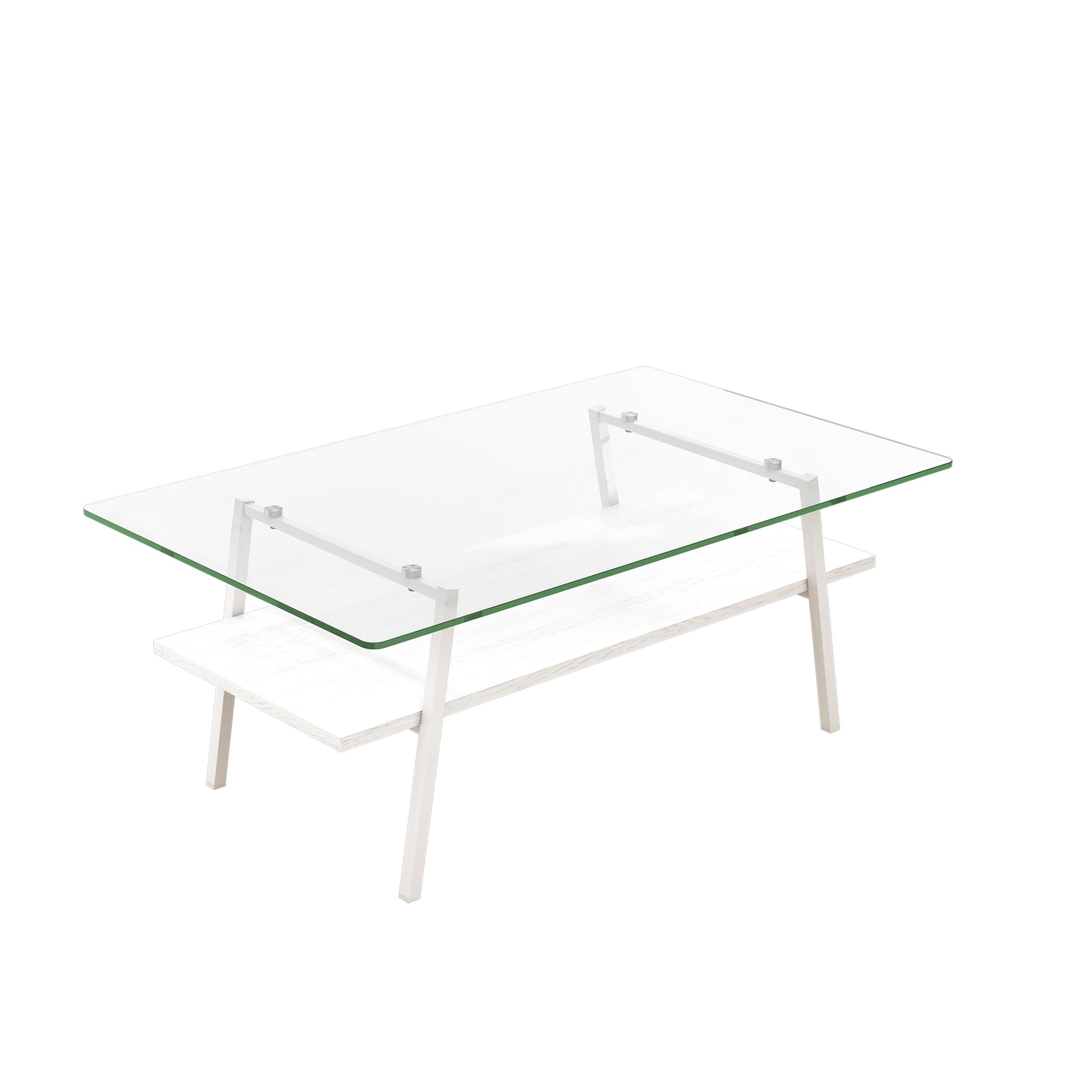 Coffee Table And End Tables Set Of 3, Tempered Glass Table With Mdf Layer, Modern Tables For Living Roomtransparent Glass Transparent Tempered Glass