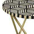 Black White And Gold Top Accent Table Gold Primary Living Space Contemporary,Modern Round Coffee & End Tables Wood Hairpin