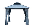 10*10Ft Patic Gazebo,Alu Gazebo With Steel Canopy,Outdoor Permanent Hardtop Gazebo Canopy For Patio, Garden, Backyard Gray Aluminium