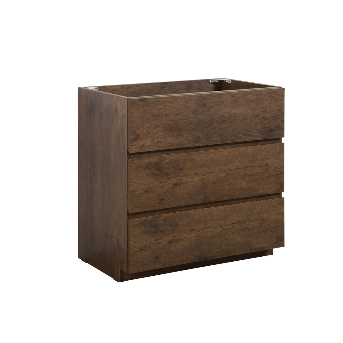 Alice 36F 105,Floor Cabinet Without Basin, Walnut Color, With Three Drawers, Pre Assembled Walnut Melamine