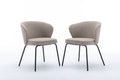 042 Set Of 2 Boucle Fabric Dining Chairs With Black Metal Legs,Light Coffee Wood Light Coffee Dining Room Foam Wipe Clean Modern Dining Chairs Wing Back Foam Boucle