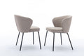 042 Set Of 2 Boucle Fabric Dining Chairs With Black Metal Legs,Light Coffee Wood Light Coffee Dining Room Foam Wipe Clean Modern Dining Chairs Wing Back Foam Boucle