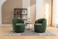 037 Chenille Fabric Swivel Accent Armchair Barrel Chair With Black Powder Coating Metal Ring,Green Green Primary Living Space Modern Eucalyptus Foam Chenille