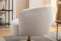 048 Chenille Fabric Accent Swivel Chair With Gold Metal Round Base,White White Primary Living Space Modern Eucalyptus Foam Chenille