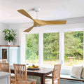 52 Inch Modern Ceiling Fan With 3 Abs Blades Remote Control Reversible Dc Motor Without Light For Living Room White Abs