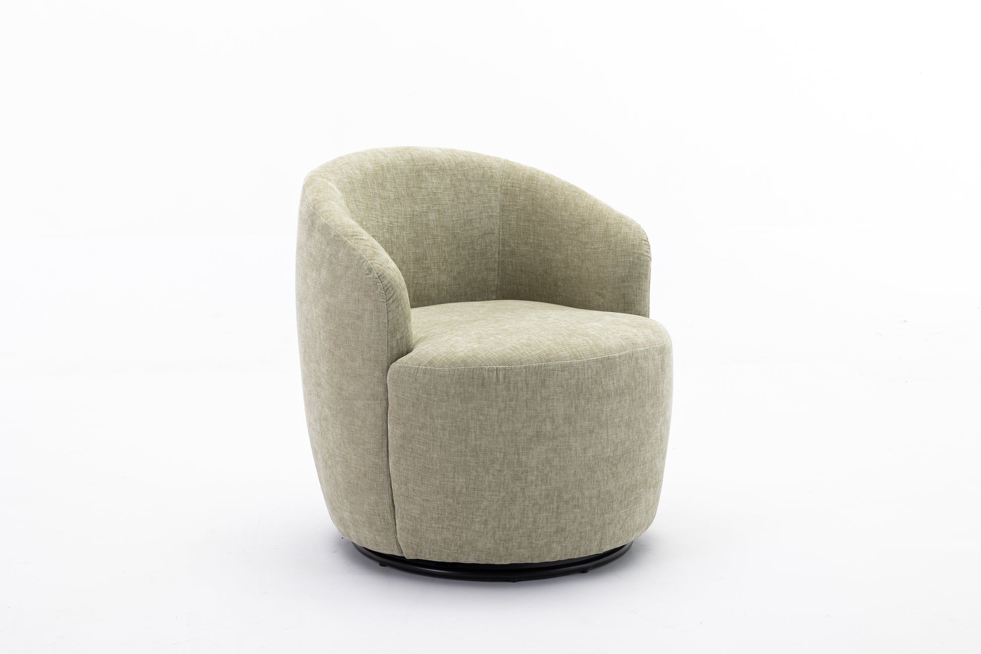 037 Chenille Fabric Swivel Accent Armchair Barrel Chair With Black Powder Coating Metal Ring,Light Green Light Green Primary Living Space Modern Eucalyptus Foam Chenille
