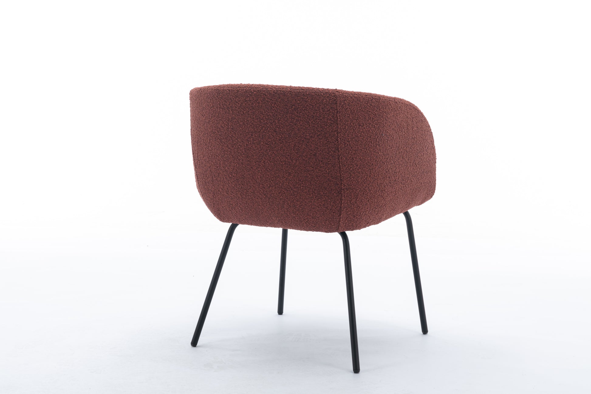 039 Set Of 1 Boucle Fabric Dining Chair With Black Metal Legs,Wine Red Wood Wine Red Dining Room Foam Wipe Clean Modern Dining Chairs Wing Back Foam Boucle