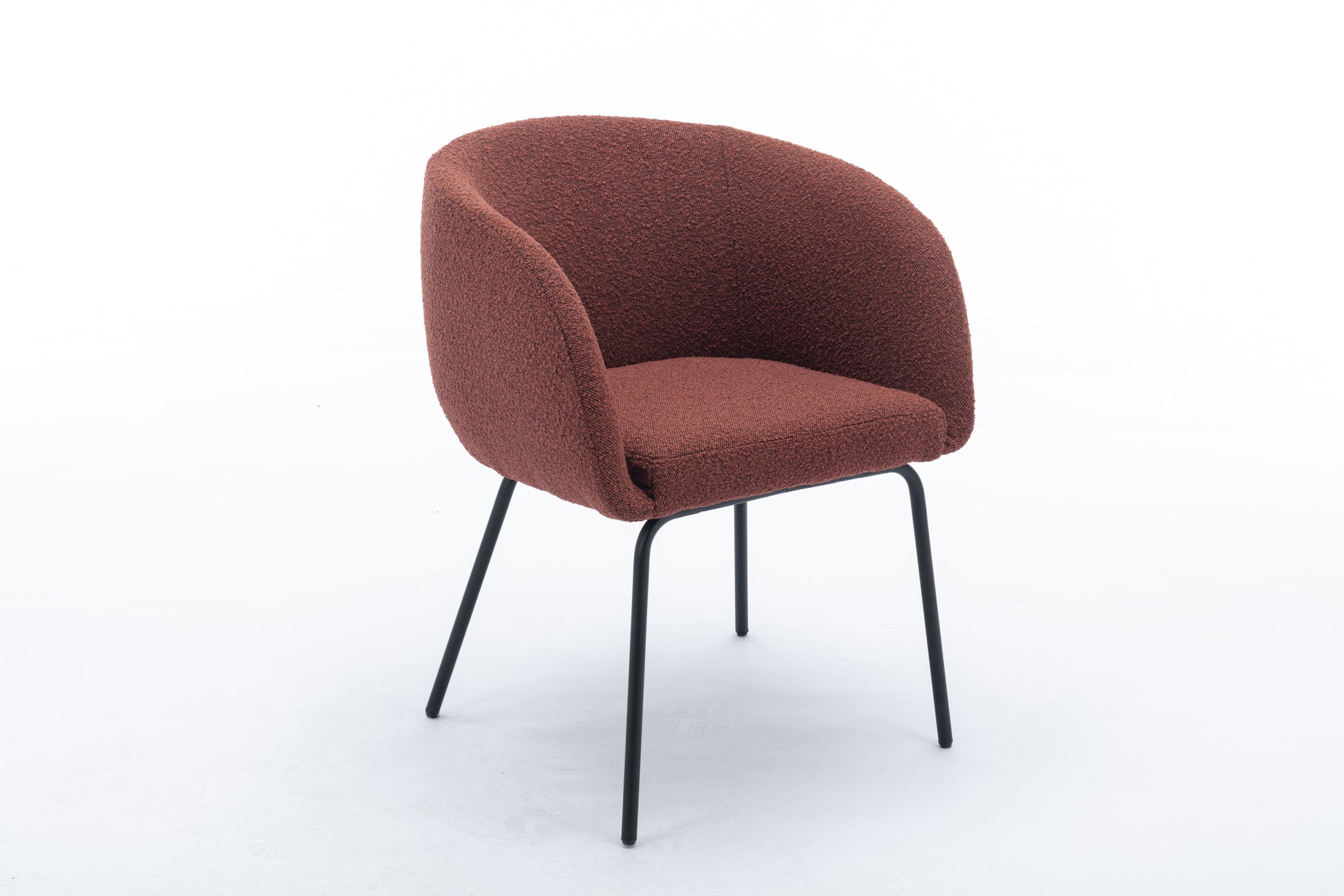 039 Set Of 1 Boucle Fabric Dining Chair With Black Metal Legs,Wine Red Wood Wine Red Dining Room Foam Wipe Clean Modern Dining Chairs Wing Back Foam Boucle