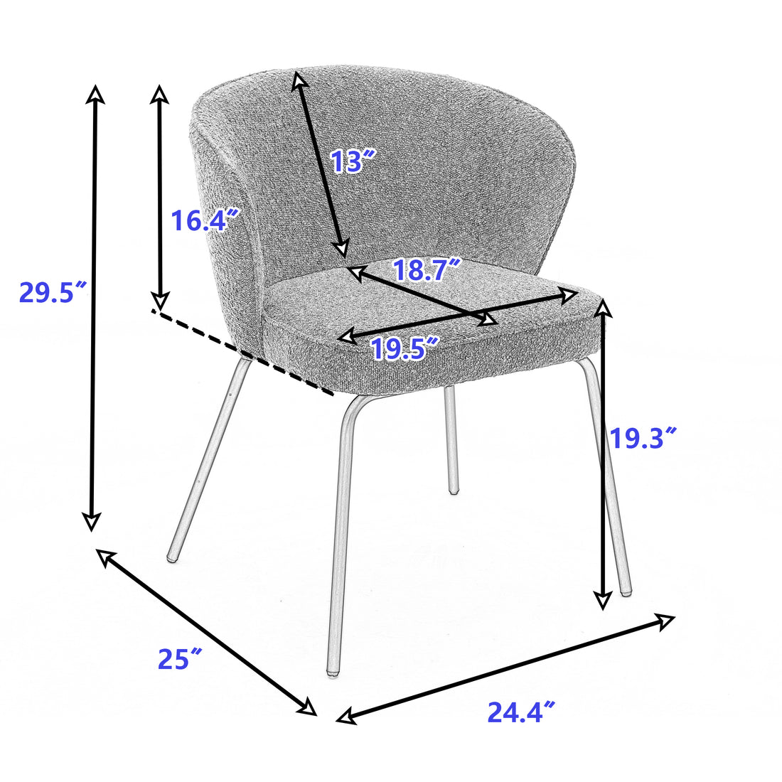 041 Set Of 1 Boucle Fabric Dining Chair With Black Metal Legs,Light Coffee Wood Light Coffee Dining Room Foam Wipe Clean Modern Dining Chairs Wing Back Foam Boucle