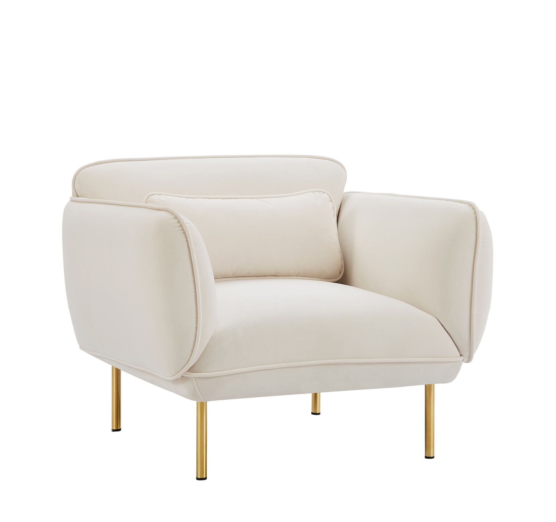 Oversized Living Room Accent Velveta Armchair Upholstered Single Sofa Chair, Comfy Fabric Armchair With Metal Leg For Bedroom Living Room Apartment, Beige Beige Velvet