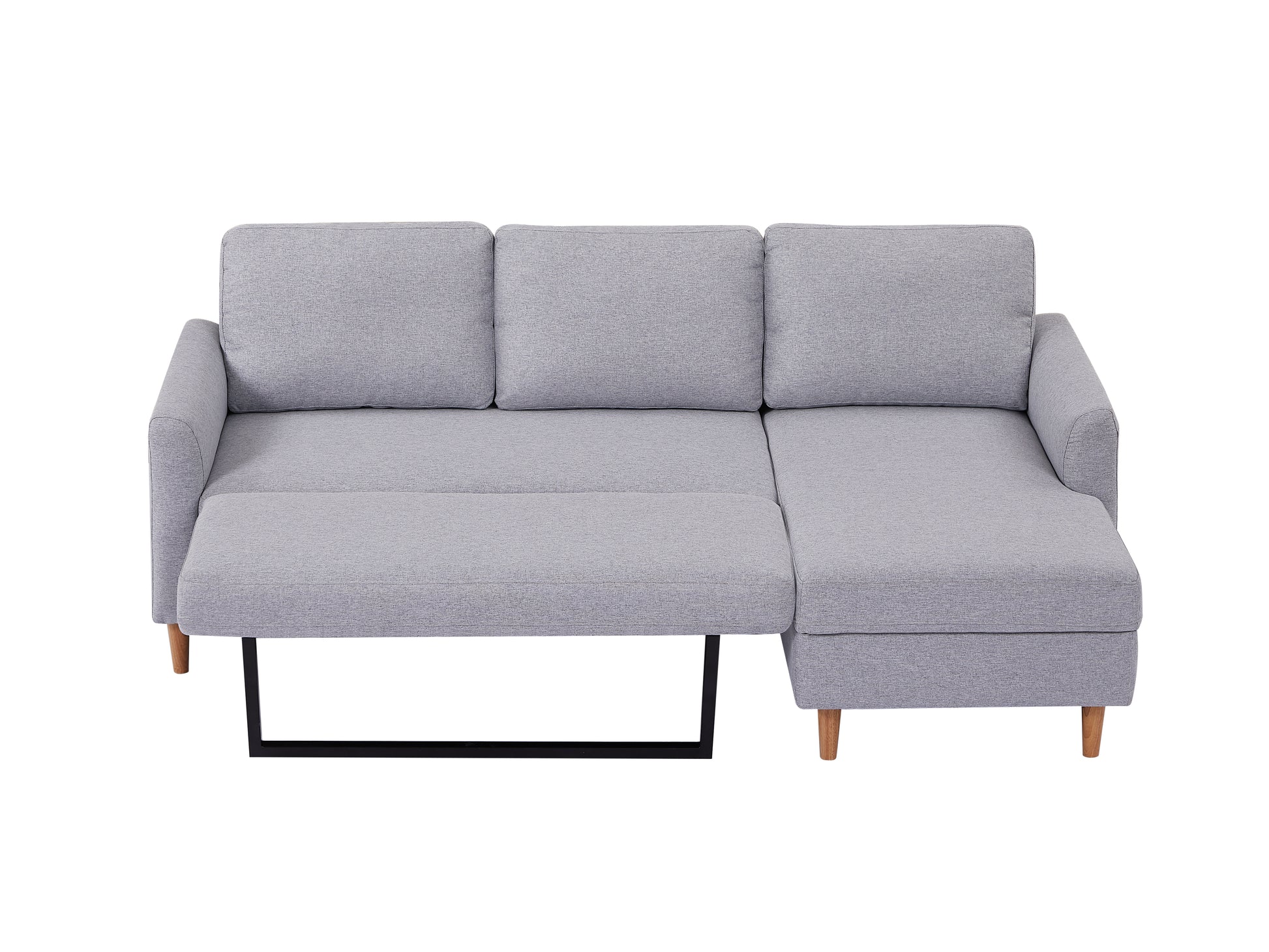 Adjustable L Shaped Sofa Bed With Chaise Light Grey, Upholstered Fabric Sleeper Sectional Sofa With Chaise Modern Craftsman Fashion Sofa Set, Apartment Living Room Sofa With For Small Space Light Gray Fabric