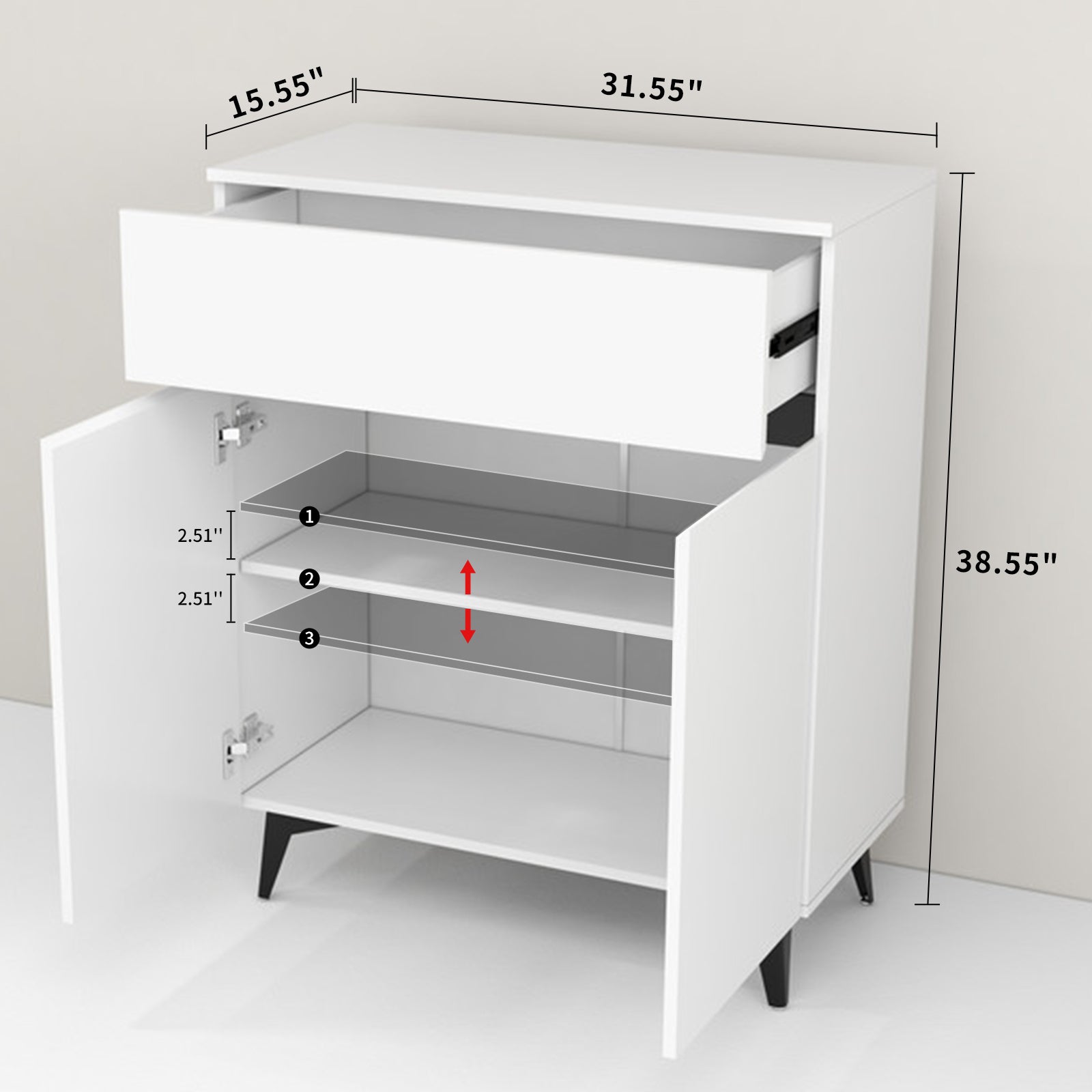 Two Doors And One Drawer Modern Accent Cabinet -