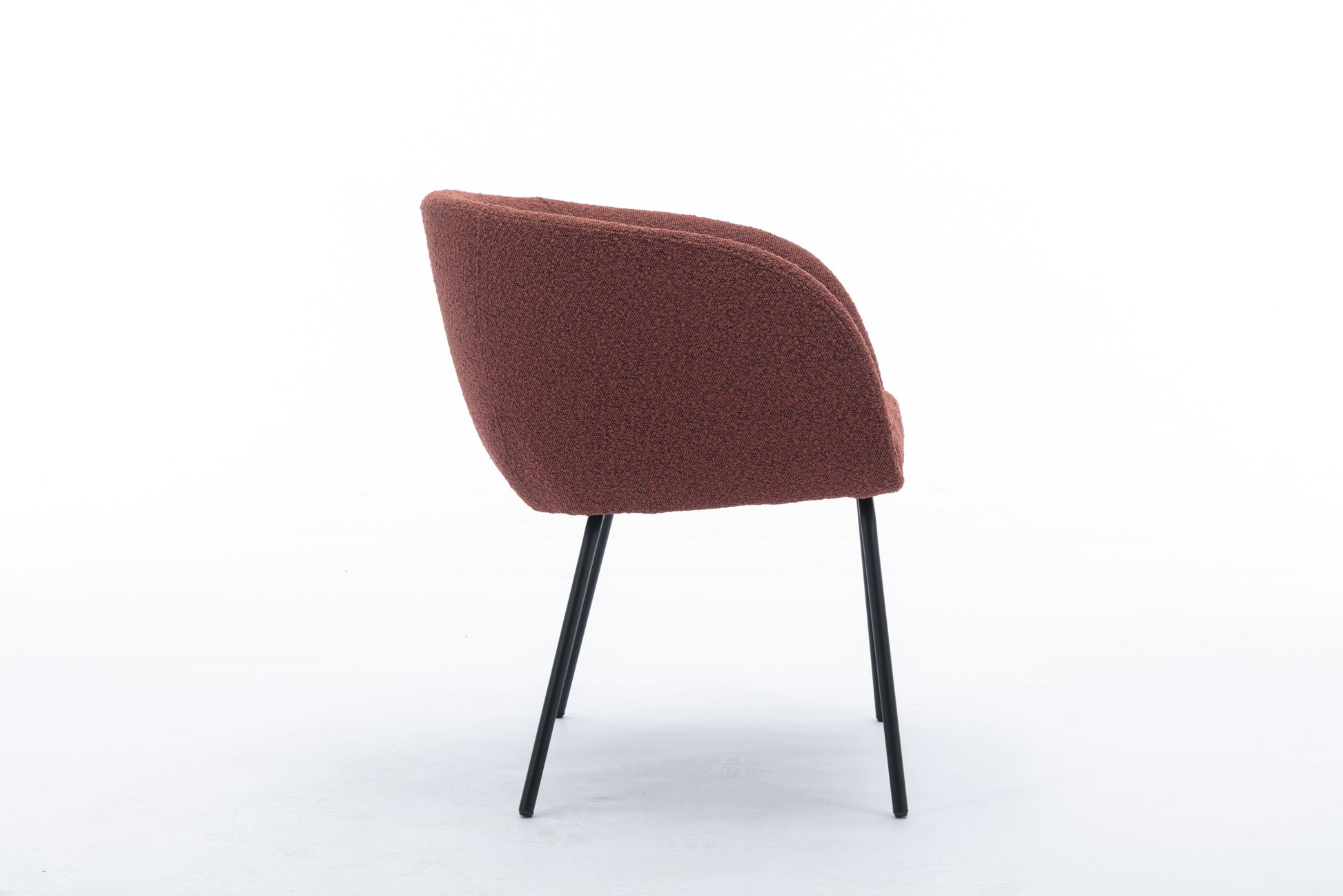 039 Set Of 1 Boucle Fabric Dining Chair With Black Metal Legs,Wine Red Wood Wine Red Dining Room Foam Wipe Clean Modern Dining Chairs Wing Back Foam Boucle