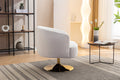 048 Chenille Fabric Accent Swivel Chair With Gold Metal Round Base,White White Primary Living Space Modern Eucalyptus Foam Chenille