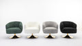 048 Chenille Fabric Accent Swivel Chair With Gold Metal Round Base,White White Primary Living Space Modern Eucalyptus Foam Chenille