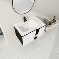 32' Floating Wall Mounted Bathroom Vanity With Single Sink,& Soft Close Cabinet Door White Black Soft Close Doors Bathroom Wall Mounted Modern Plywood Plywood