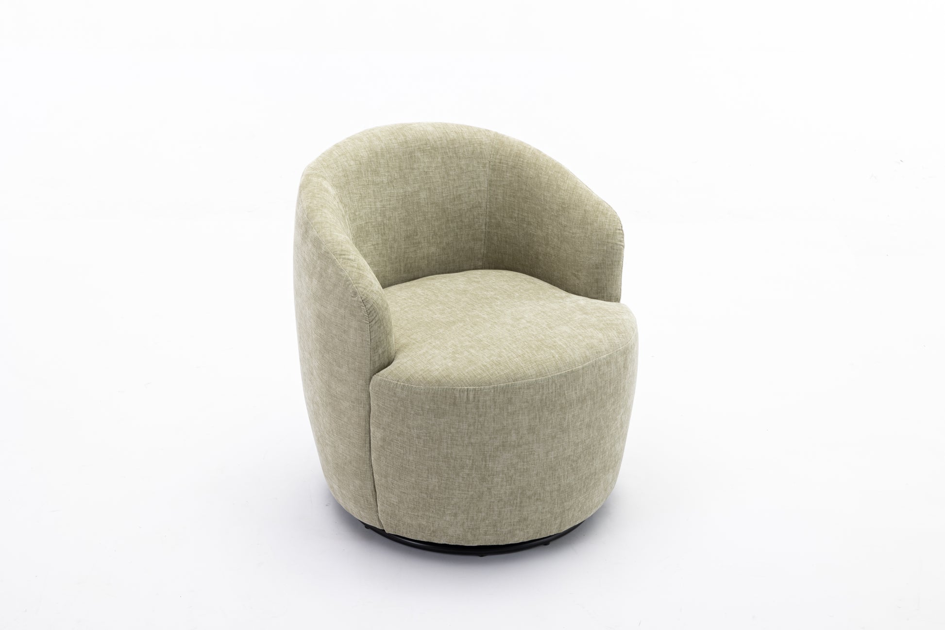 037 Chenille Fabric Swivel Accent Armchair Barrel Chair With Black Powder Coating Metal Ring,Light Green Light Green Primary Living Space Modern Eucalyptus Foam Chenille