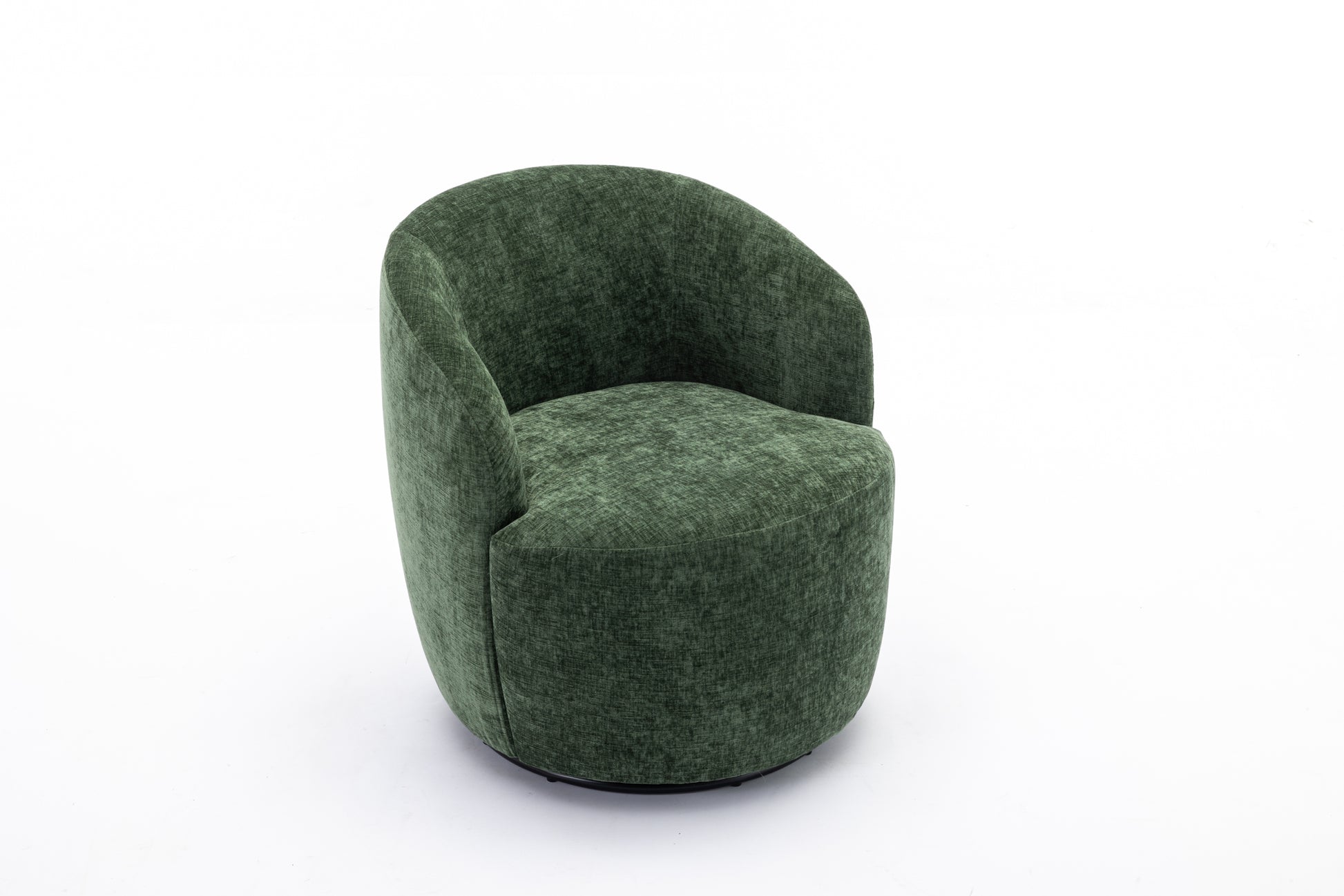 037 Chenille Fabric Swivel Accent Armchair Barrel Chair With Black Powder Coating Metal Ring,Green Green Primary Living Space Modern Eucalyptus Foam Chenille