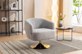 048 Chenille Fabric Accent Swivel Chair With Gold Metal Round Base,Light Gray Light Gray White Primary Living Space Modern Eucalyptus Foam Chenille