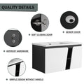 36'' Floating Wall Mounted Bathroom Vanity With Ceramic Basin & Soft Close Cabinet Door White Black Soft Close Doors Bathroom Wall Mounted Modern Plywood Plywood