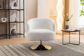 048 Chenille Fabric Accent Swivel Chair With Gold Metal Round Base,White White Primary Living Space Modern Eucalyptus Foam Chenille