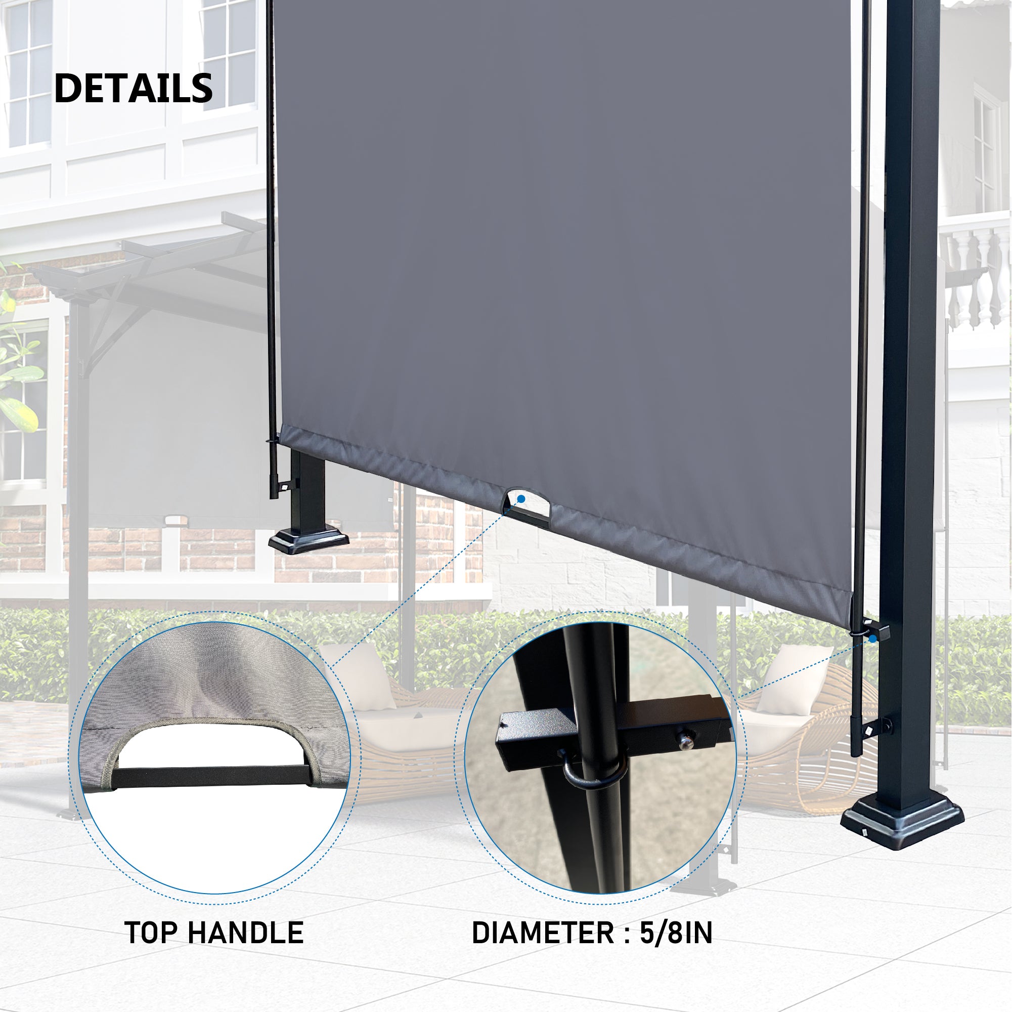 Universal Canopy Cover Replacement for 12x9 Ft Curved grey-polyester