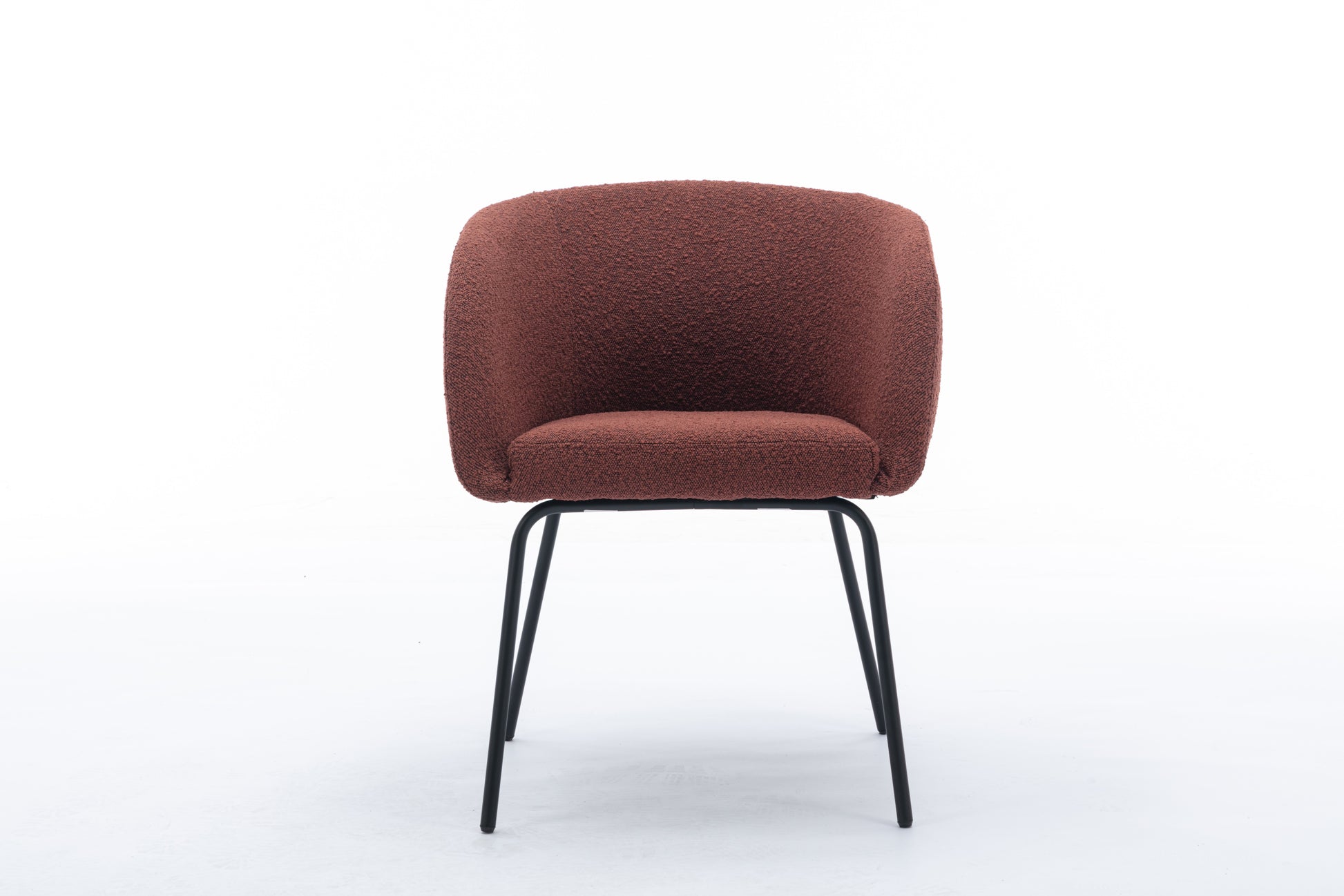 039 Set Of 1 Boucle Fabric Dining Chair With Black Metal Legs,Wine Red Wood Wine Red Dining Room Foam Wipe Clean Modern Dining Chairs Wing Back Foam Boucle