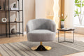 048 Chenille Fabric Accent Swivel Chair With Gold Metal Round Base,Light Gray Light Gray White Primary Living Space Modern Eucalyptus Foam Chenille