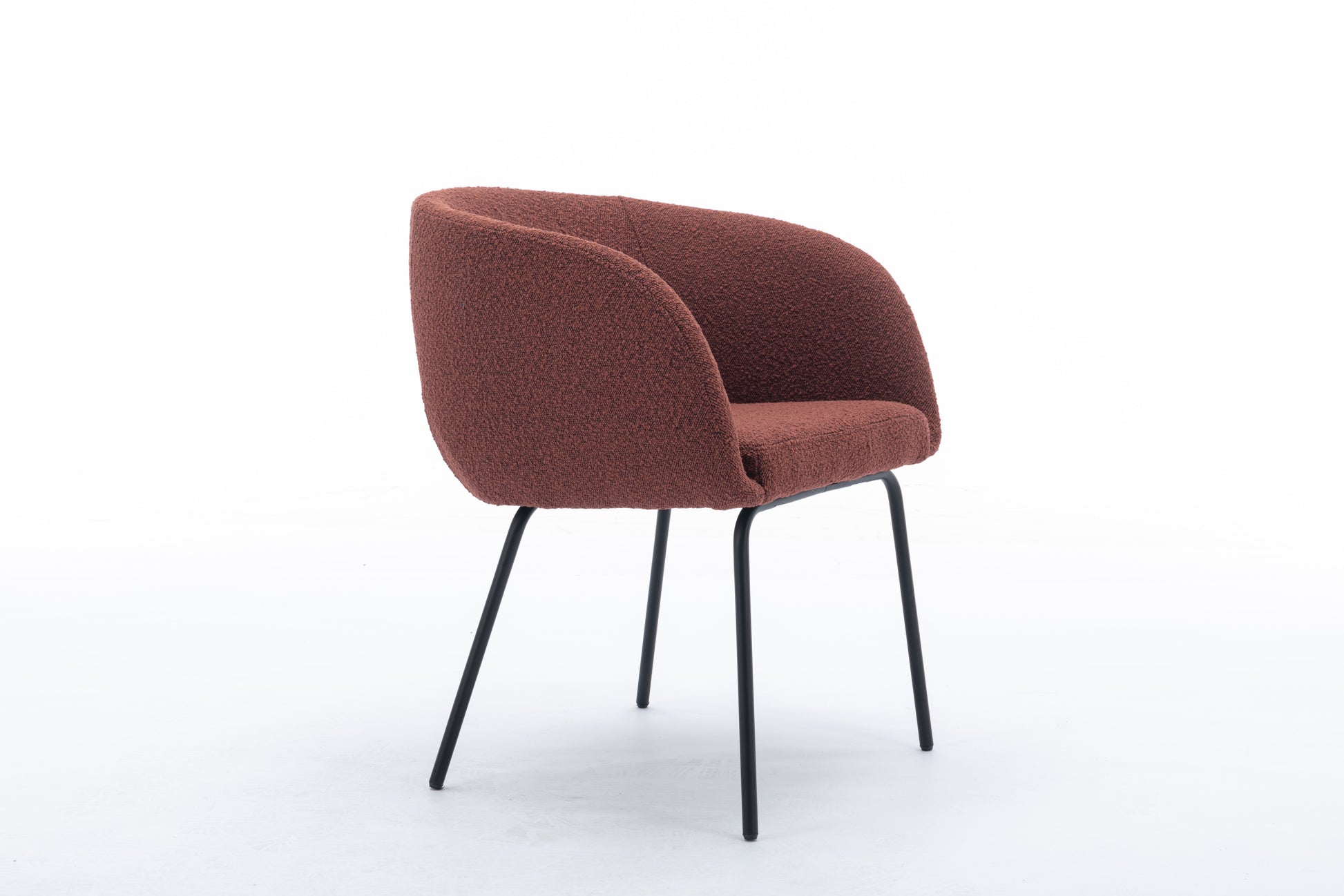 039 Set Of 1 Boucle Fabric Dining Chair With Black Metal Legs,Wine Red Wood Wine Red Dining Room Foam Wipe Clean Modern Dining Chairs Wing Back Foam Boucle