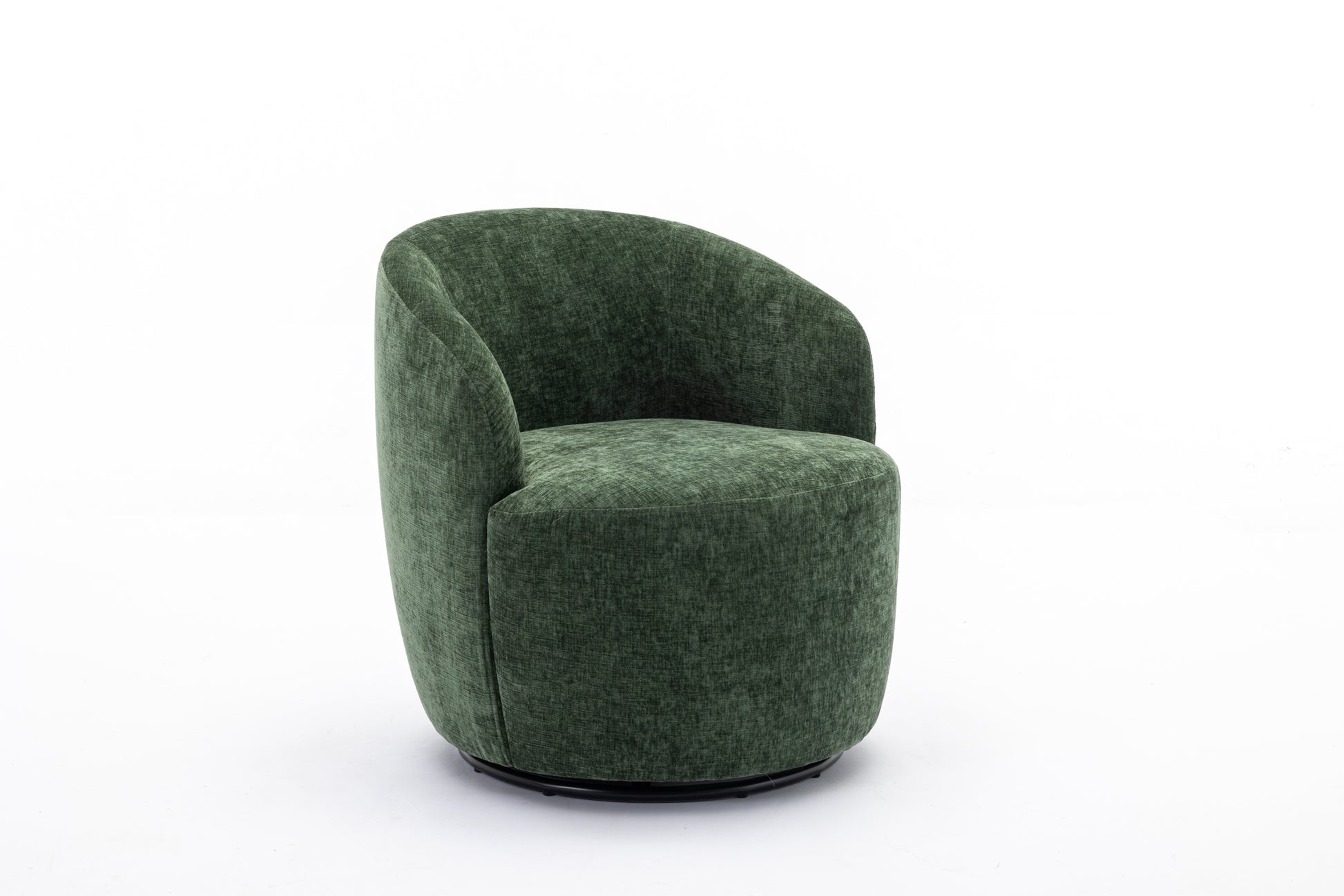 037 Chenille Fabric Swivel Accent Armchair Barrel Chair With Black Powder Coating Metal Ring,Green Green Primary Living Space Modern Eucalyptus Foam Chenille