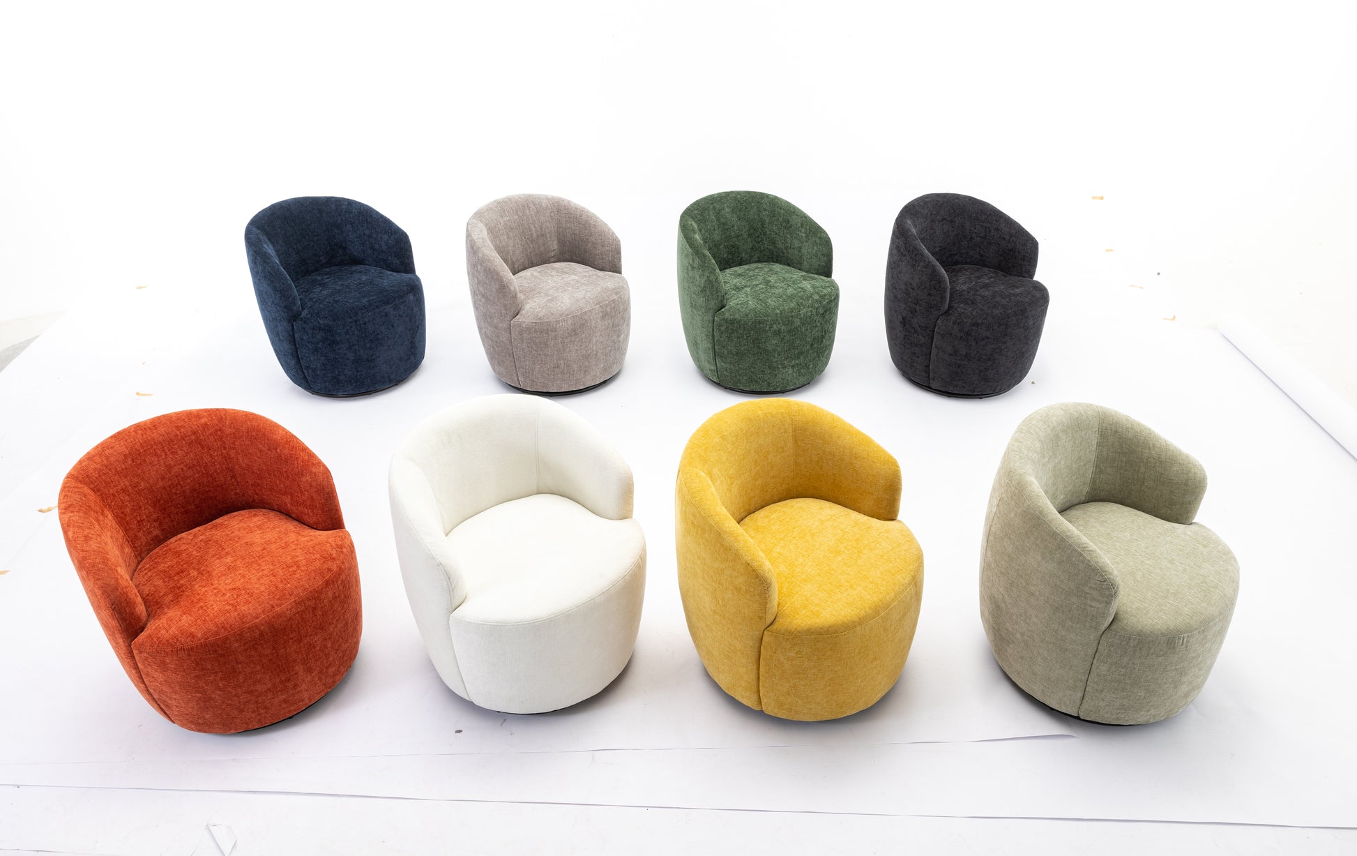 037 Chenille Fabric Swivel Accent Armchair Barrel Chair With Black Powder Coating Metal Ring,Light Green Light Green Primary Living Space Modern Eucalyptus Foam Chenille