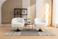 048 Chenille Fabric Accent Swivel Chair With Gold Metal Round Base,White White Primary Living Space Modern Eucalyptus Foam Chenille