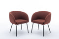 040 Set Of 2 Boucle Fabric Dining Chairs With Black Metal Legs,Wine Red Wood Wine Red Dining Room Foam Wipe Clean Modern Dining Chairs Wing Back Foam Boucle