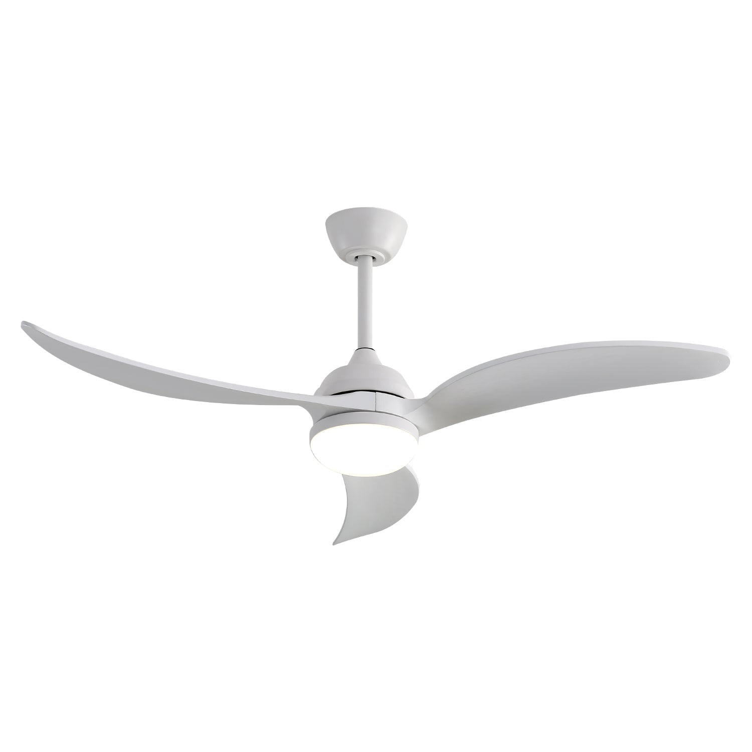 52 Inch Ceiling Fan With Dimmable Led Light 3 Solid white-metal & wood