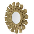 Round Gold Metal Mirror With Trumpet Vine Motif, 37X3